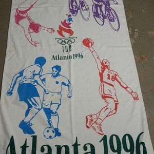 Vtg 90s ATLANTA 1996‎ OLYMPIC GAMES Beach Towel Soccer Basketball 64x35